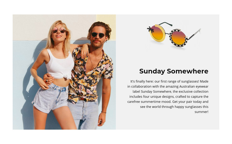 Unique collection of sunglasses Homepage Design