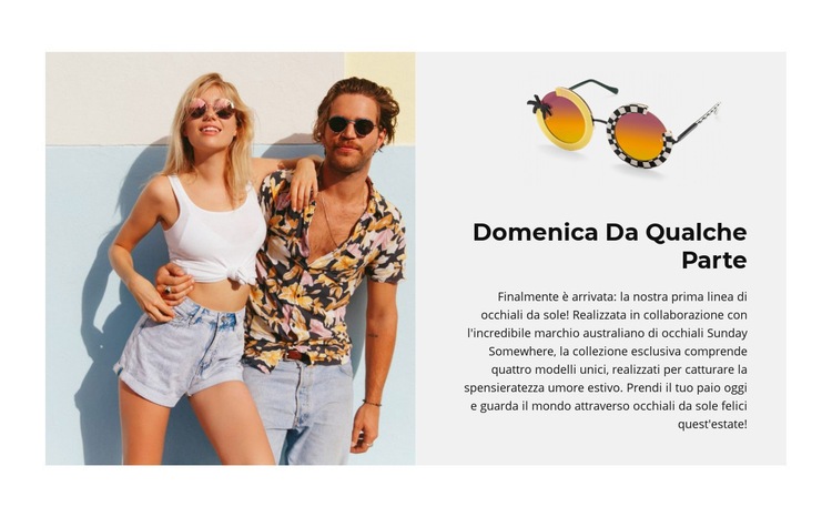 Collezione unica di occhiali da sole Mockup del sito web