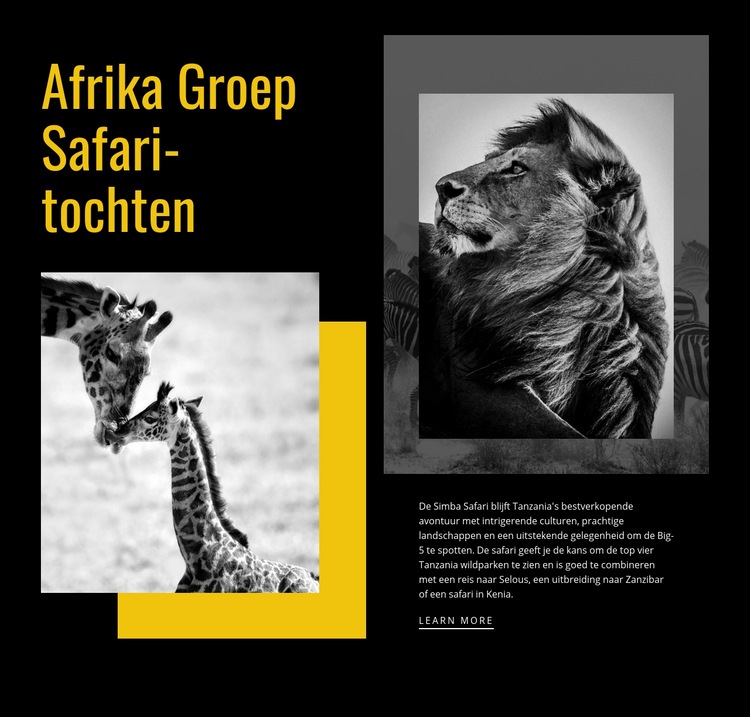 Safari reizen Website Builder-sjablonen