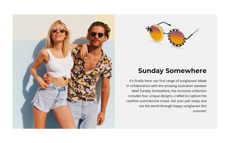 Unique collection of sunglasses Webflow Template Alternative