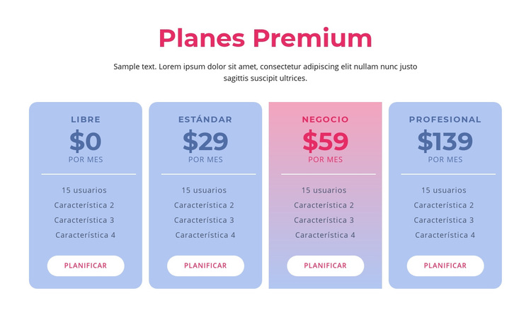 Planes de hosting premium Tema de WordPress