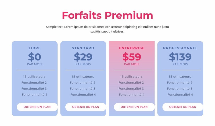 Forfaits d'hébergement premium Conception de site Web