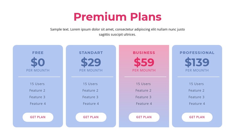 Premium hosting plans Homepage Design