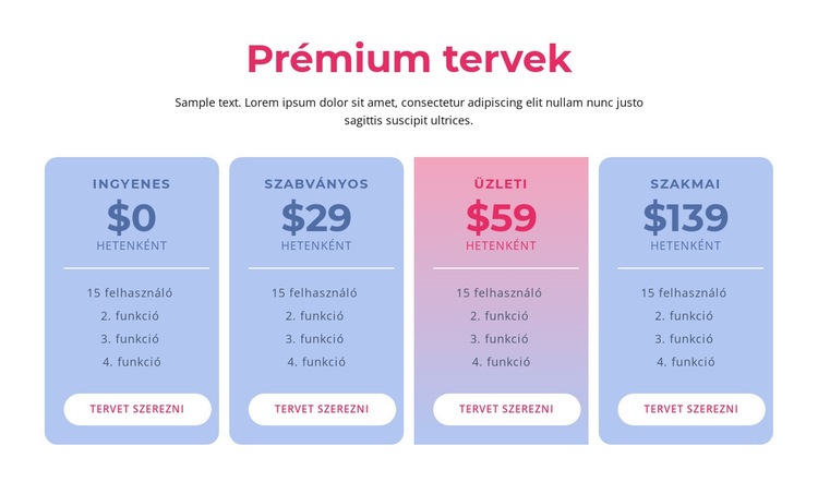 Prémium tárhelytervek Weboldal tervezés