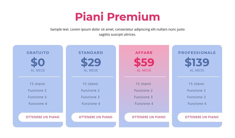 Piani di hosting premium Modello CSS