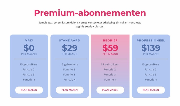 Premium hostingplannen Bestemmingspagina