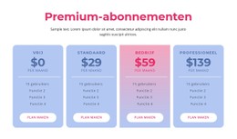 Premium Hostingplannen Gratis CSS-Websitesjabloon