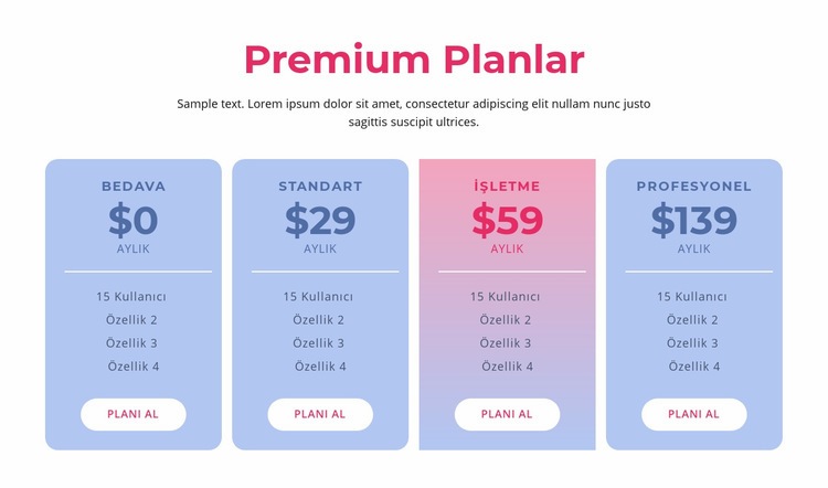 Premium barındırma planları Web Sitesi Mockup'ı