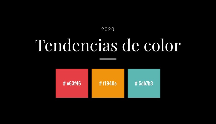 Tendencias de color 2020 Maqueta de sitio web