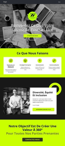 Modèle De Page De Destination Pour Réinventez Ce Que Votre Entreprise Pourrait Être