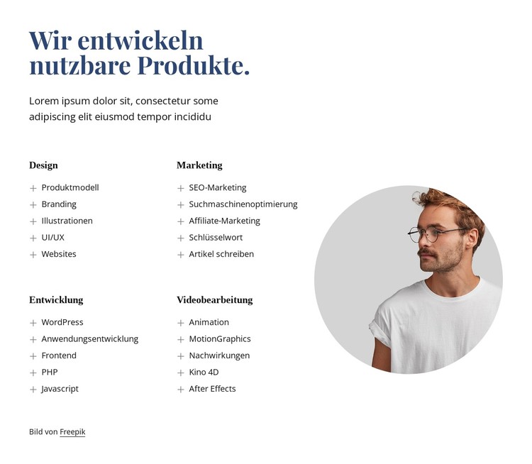 Wir bauen tolle Produkte CSS-Vorlage