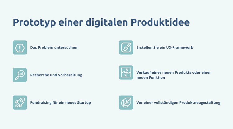 Digitales Produkt-Prototyping Eine Seitenvorlage