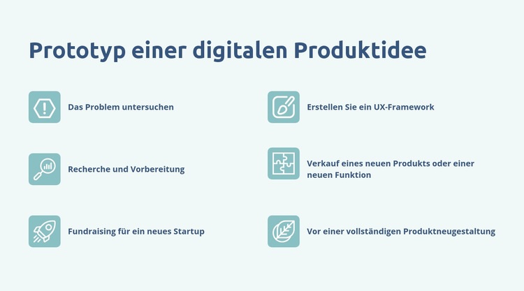 Digitales Produkt-Prototyping Website Builder-Vorlagen