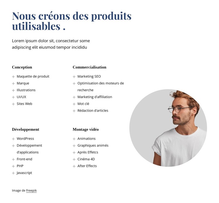 Nous fabriquons des produits incroyables Modèle CSS