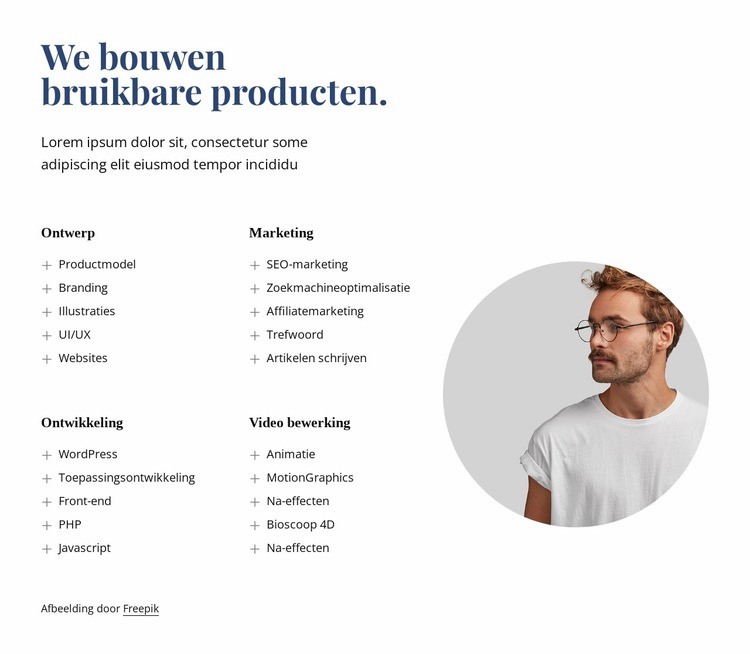 We bouwen geweldige producten Html Website Builder