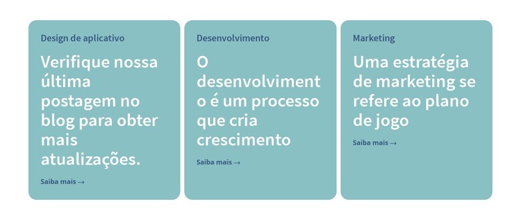 3 colunas com texto Maquete do site