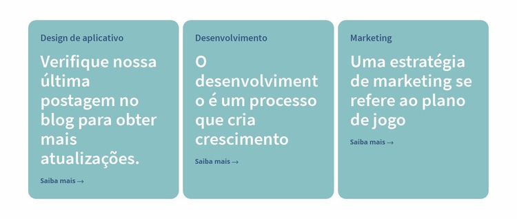 3 colunas com texto Modelo de uma página