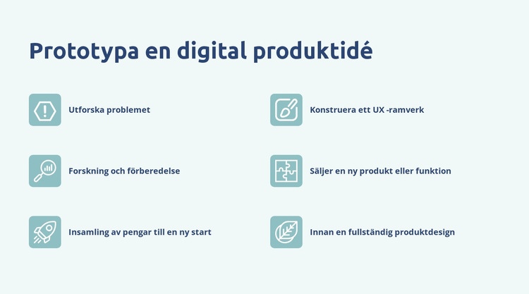 Digital produktprototyp Webbplats mall