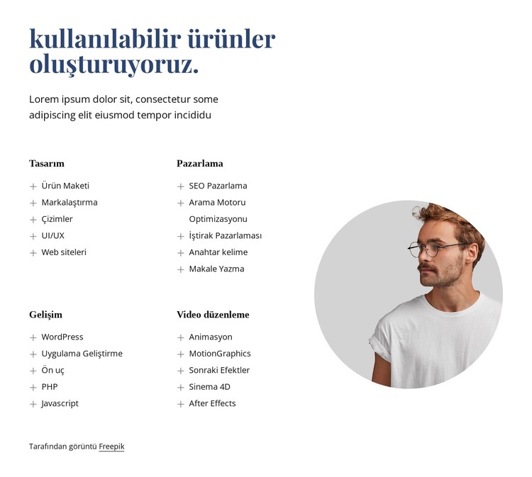 Harika ürünler üretiyoruz HTML Şablonu