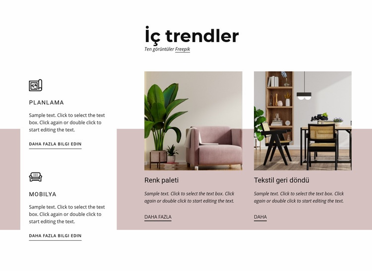 İç trendler Web sitesi tasarımı