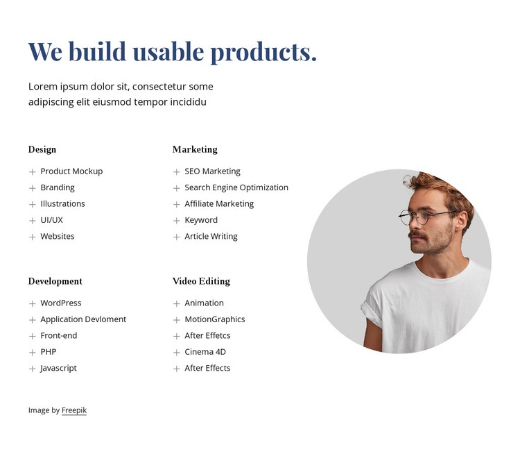 We build amazing products Webflow Template Alternative