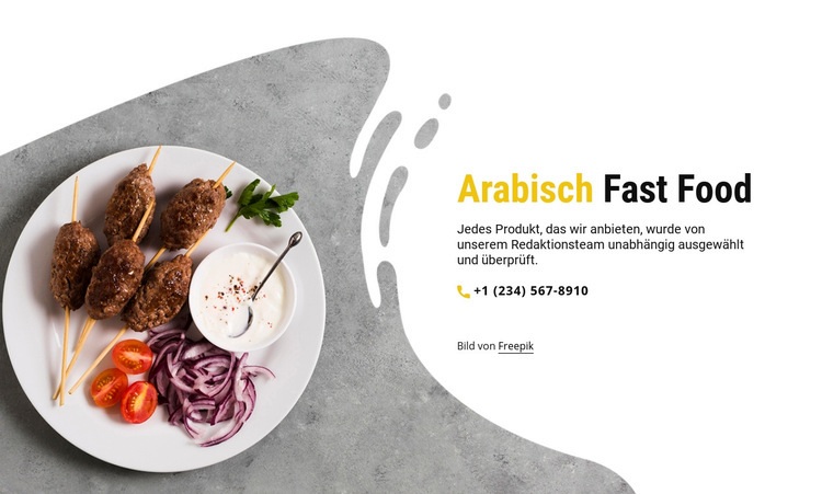 Arabisches Fastfood Website-Modell