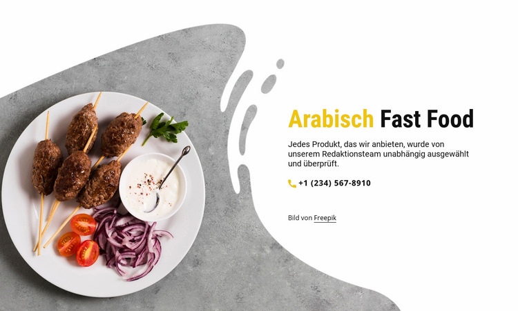 Arabisches Fastfood Landing Page
