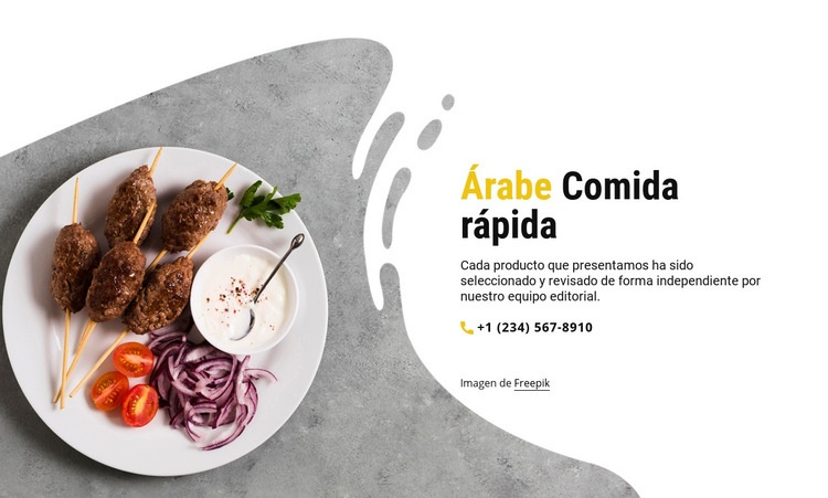 Comida rápida árabe Maqueta de sitio web
