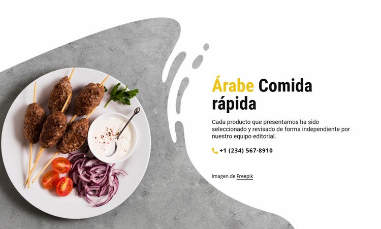 Comida rápida árabe Página de destino