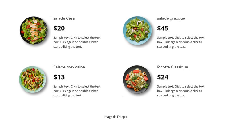 Quatre salades Modèle HTML