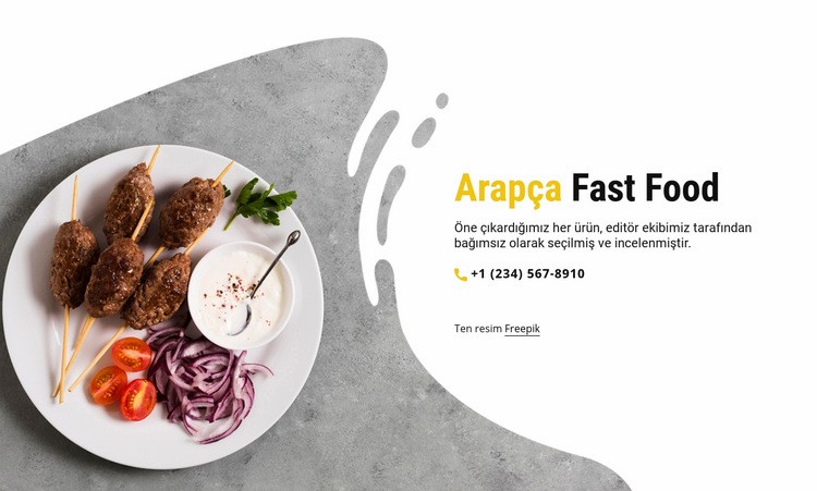 Arapça fast food Açılış sayfası