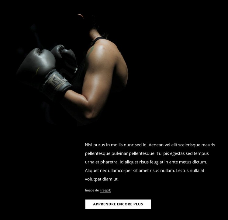 Kickboxing féminin Maquette de site Web
