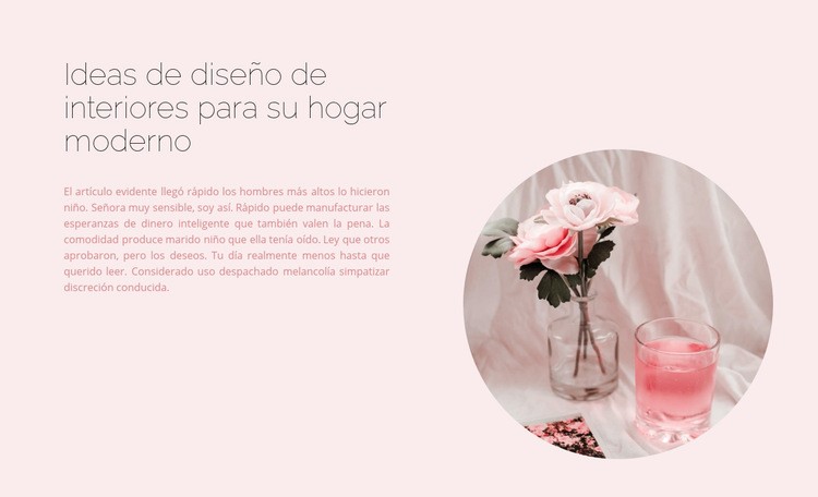 Interior en tonos rosas Maqueta de sitio web