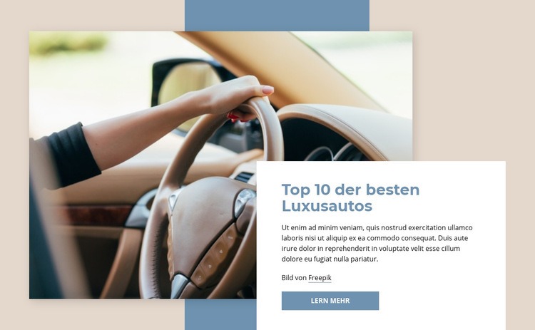 Top-Luxusautos Website-Modell