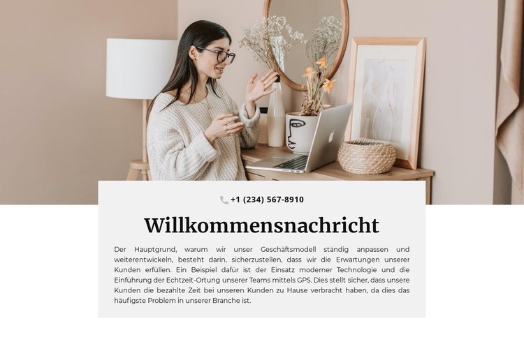 Willkommensnachricht und Telefon HTML5-Vorlage