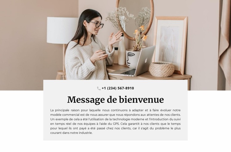 Message de bienvenue et téléphone Modèles de constructeur de sites Web