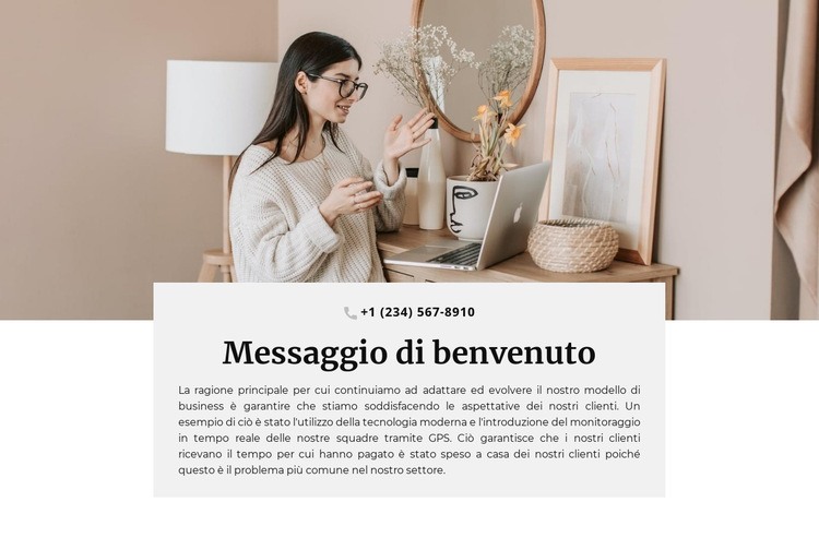 Messaggio e telefono di benvenuto Costruttore di siti web HTML