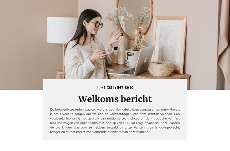 Welkomstbericht en telefoon HTML-sjabloon