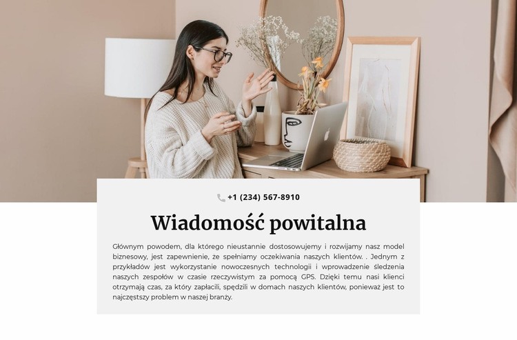 Wiadomość powitalna i telefon Szablony do tworzenia witryn internetowych