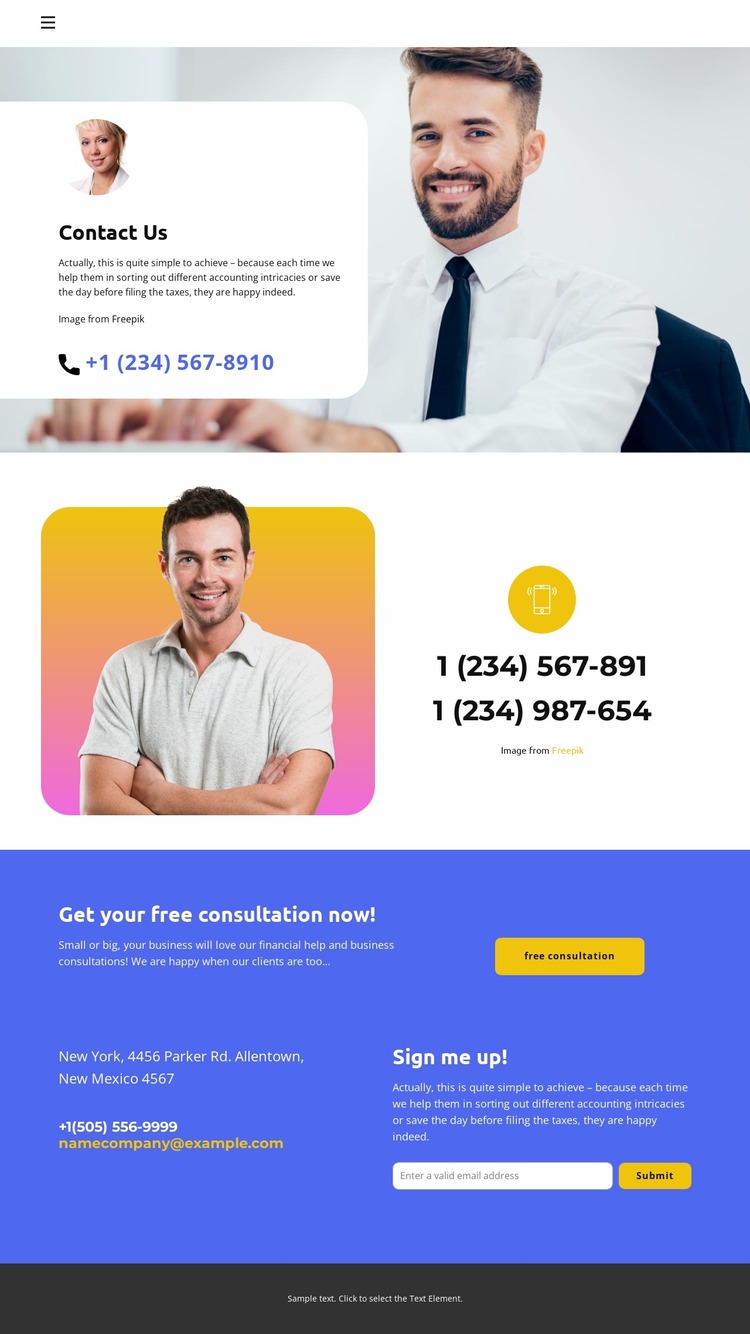 Find the right contact Website Mockup