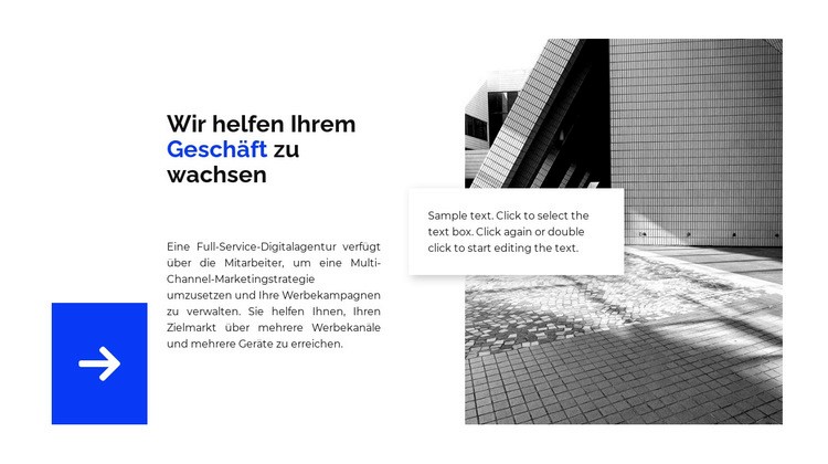 Richtung im Geschäft Landing Page
