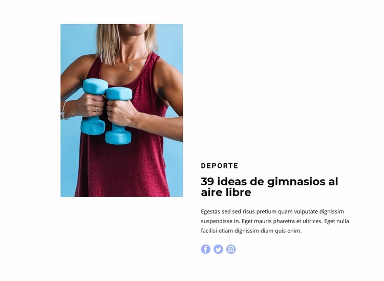 Fitness ligero Maqueta de sitio web