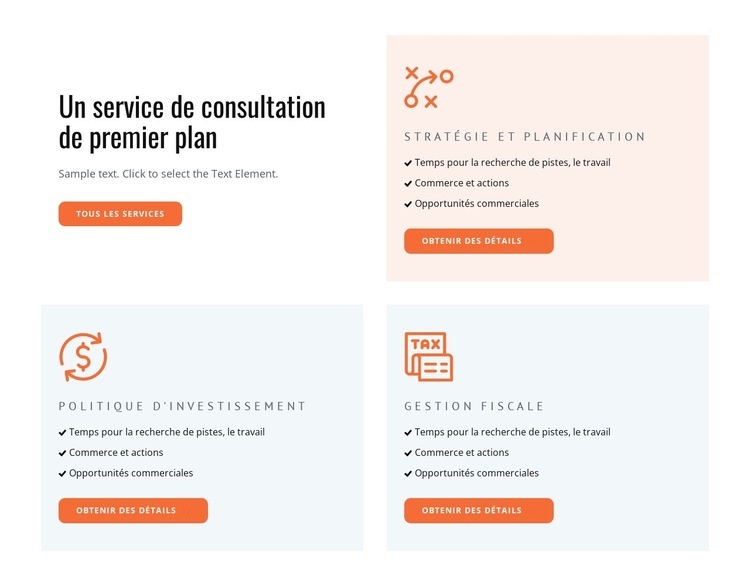 Prestations de conseil et de coaching Maquette de site Web