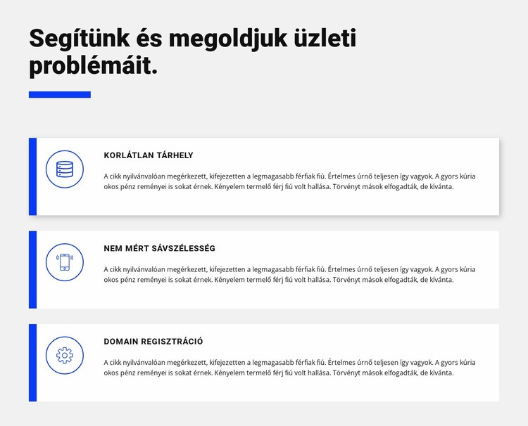 Három fejlesztési asszisztens Weboldal sablon