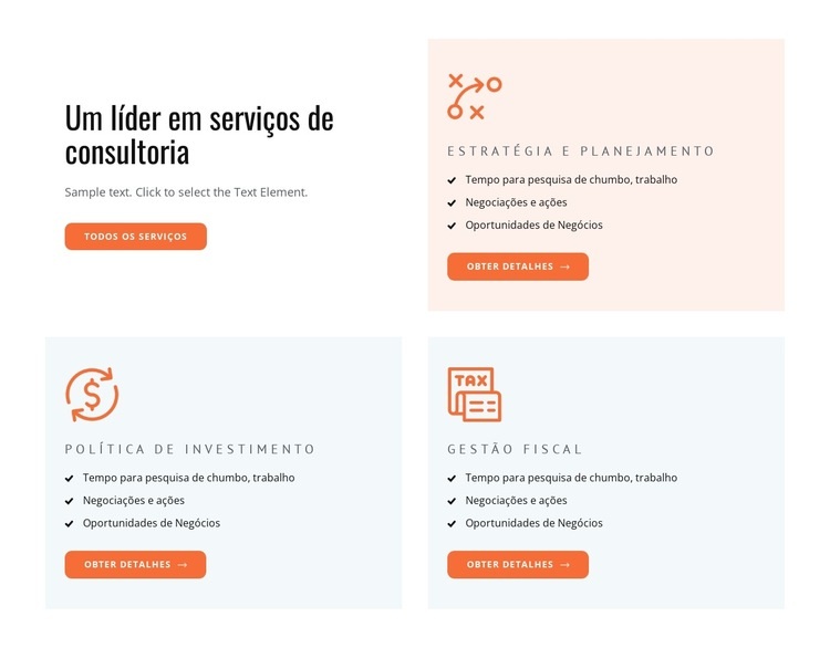 Serviços de consultoria e coaching Design do site