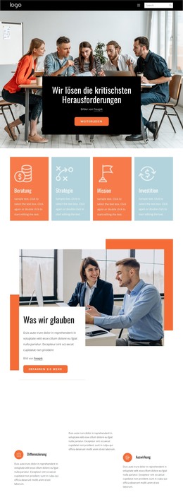 Wir Helfen Kunden Bei Der Lösung Komplexer Geschäftsprobleme HTML-Vorlage