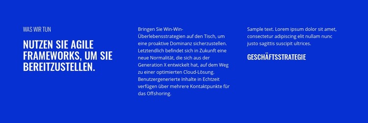 Überschrift und Text in drei Spalten Joomla Vorlage