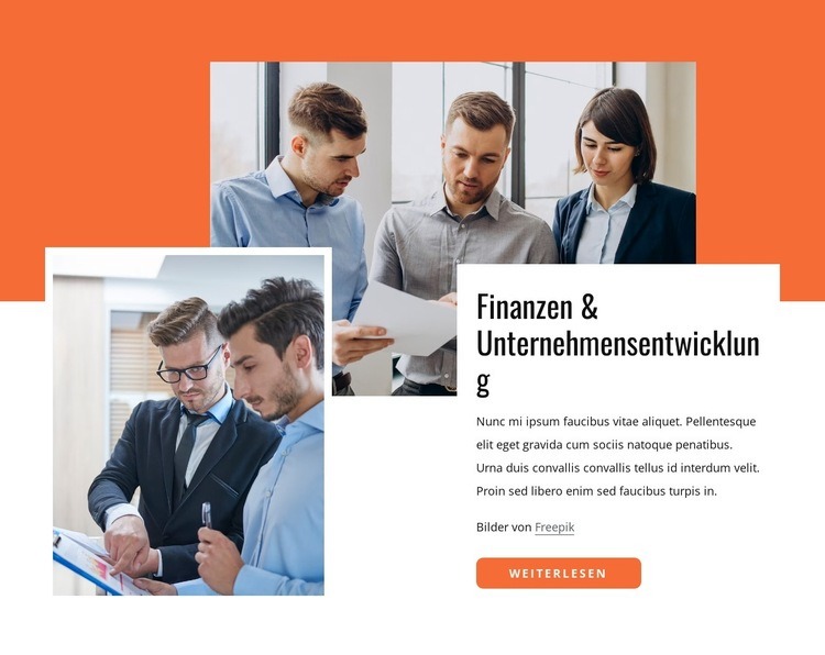 Finanzen und Unternehmensentwicklung Website-Modell