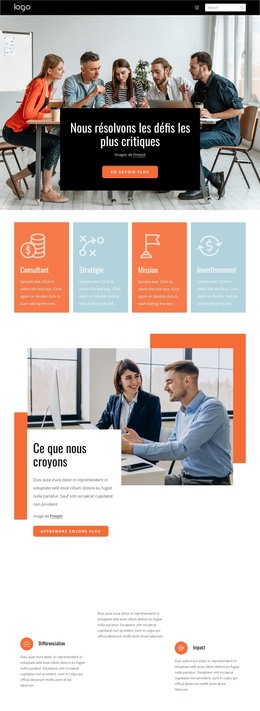 Nous Aidons Nos Clients À Résoudre Des Problèmes Commerciaux Complexes Modèle HTML