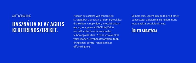 Címsor és szöveg három oszlopban HTML Sablon